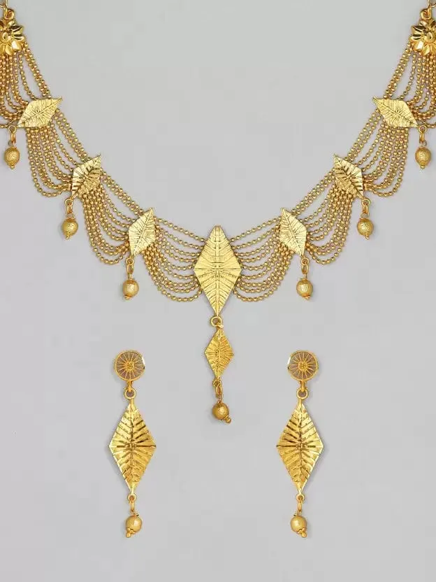 Rubans Gold Plated Handcrafted Layered Necklace Set