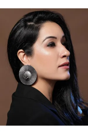 Rubans Silver Plated Handcrafted Oxidised Stud Earrings