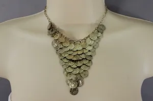Rusty Antique Gold Metal Chains Coins Necklace