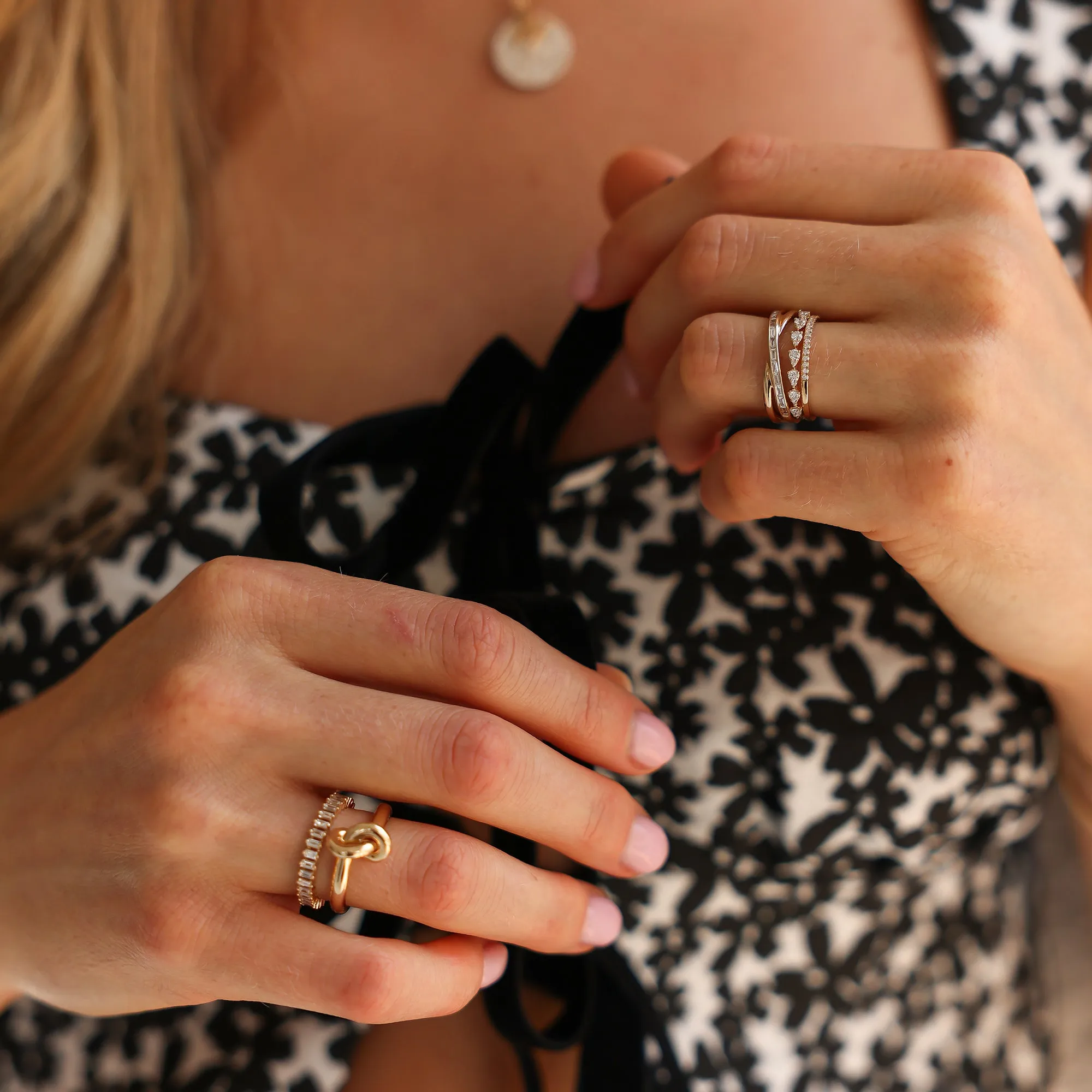 Sadie Pearl Baguette Crossover Ring