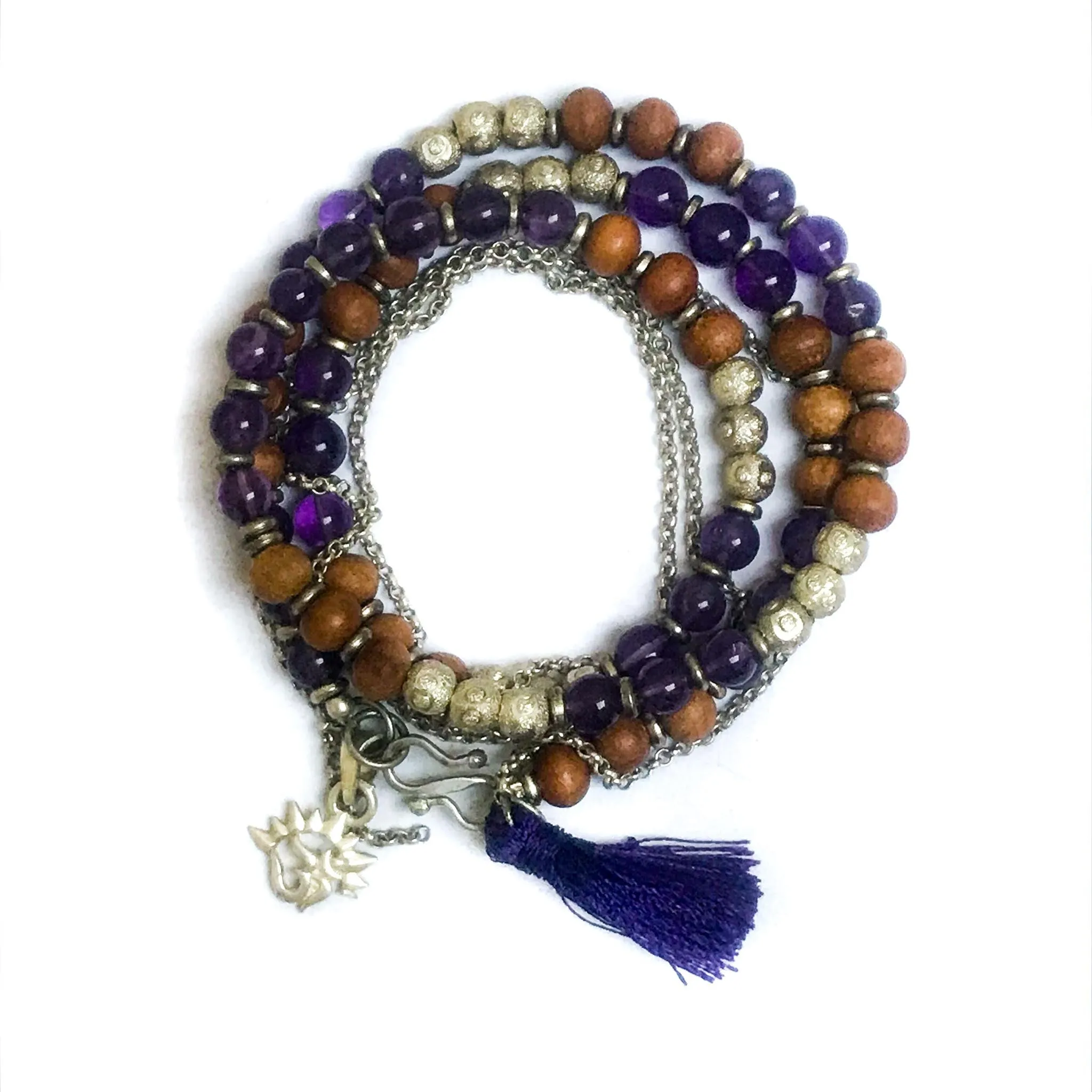 Sandalwood & Amethyst Wrap Bracelet