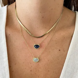 September Birthstone Necklace sapphire silver gold