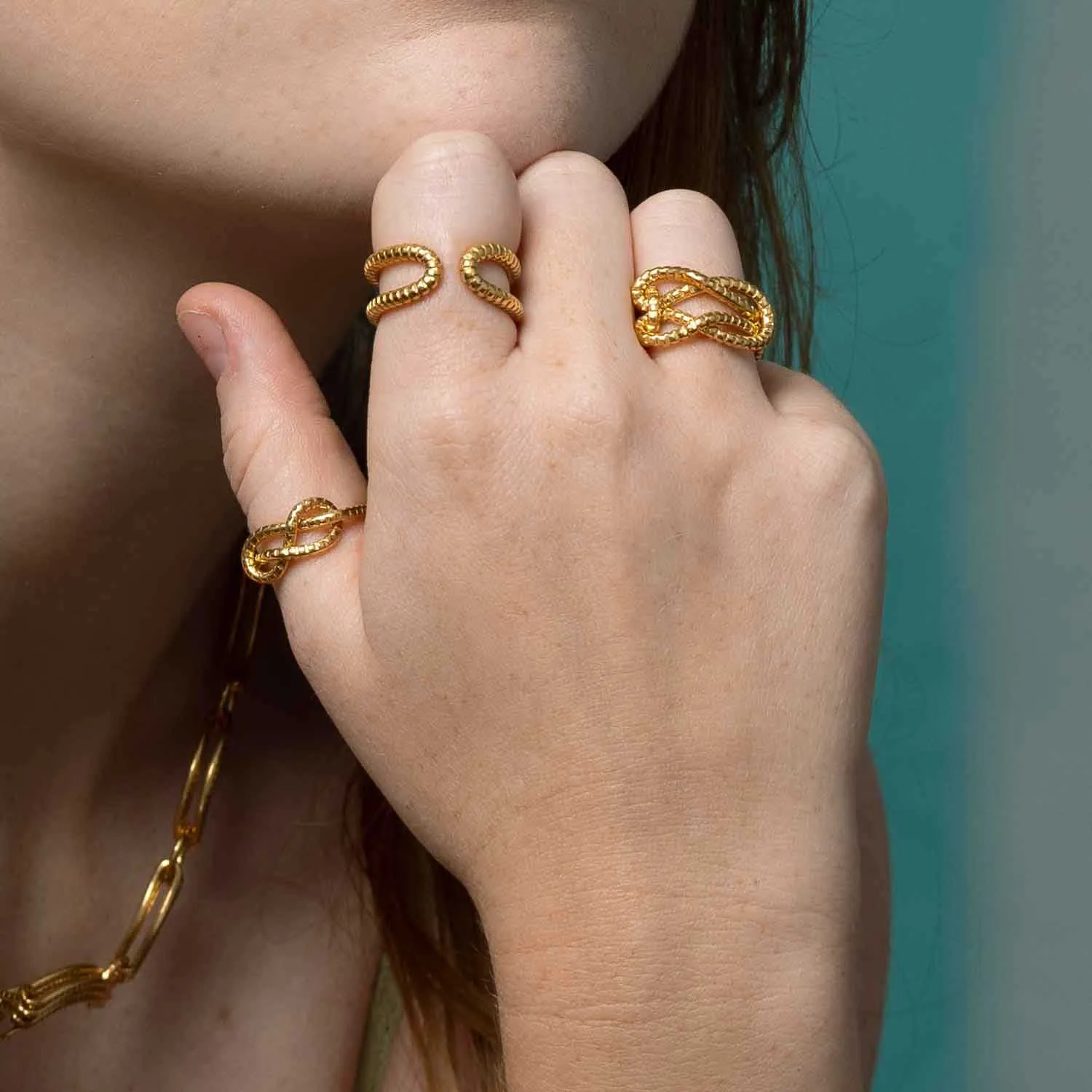 Serpentine Knot Ring Gold Plated
