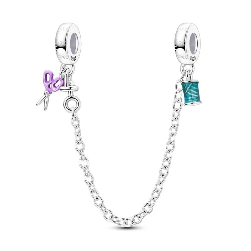 Sewing Scissors & Spool of Thread Safety Chain Charm