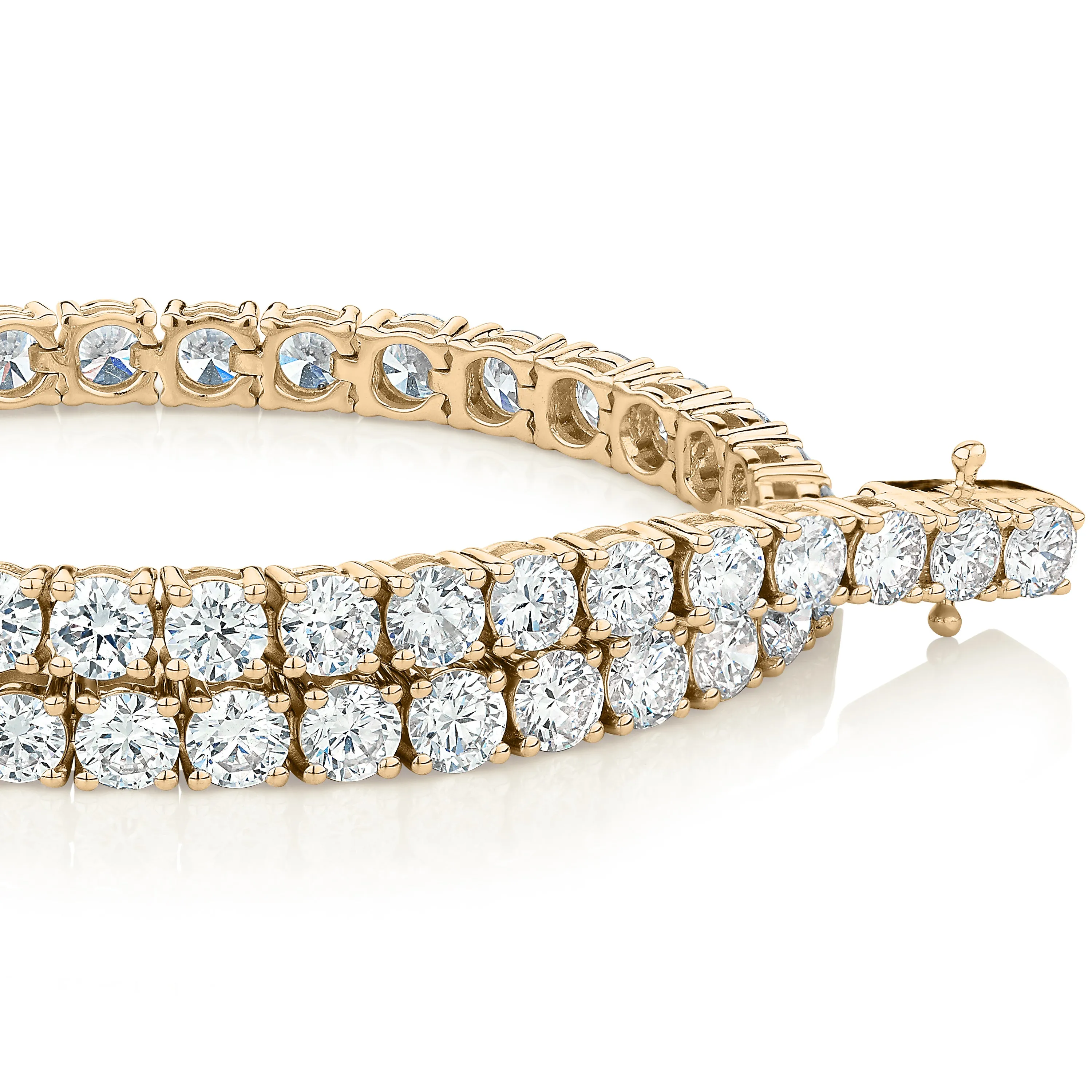 Signature Simulant Diamond 7 carat* TW round brilliant tennis bracelet in 10 carat yellow gold