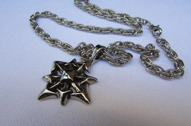 Silver Chain Necklace Chic Trendy Style Trible Pendant Men #4