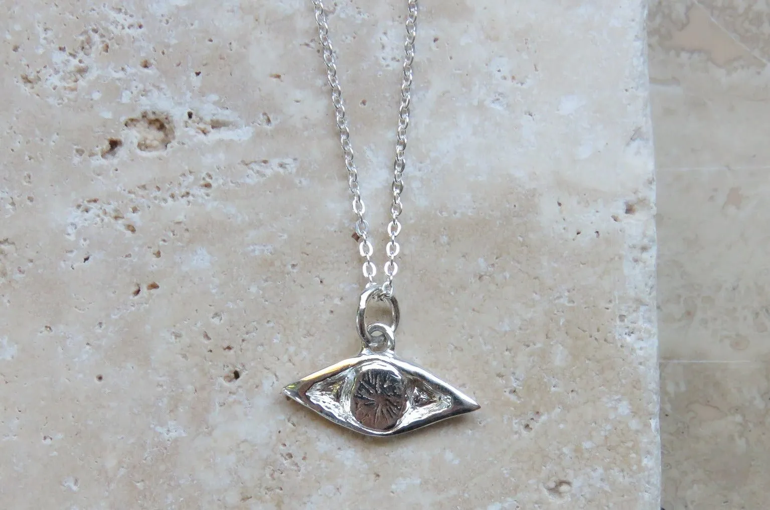 Silver Evil Eye Necklace - Talisman Pendant Necklace