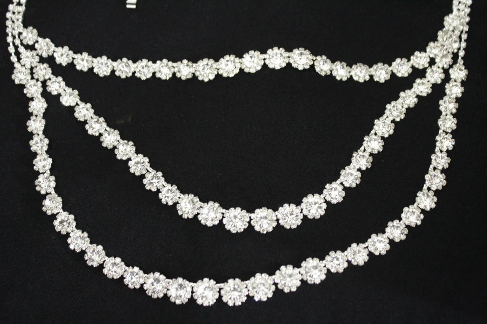 Silver Metal Flower Charms Long Open Back Wedding Jewelry Necklace