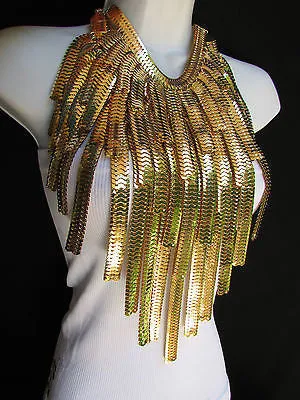 Silver Metal Links Wide Chains Multi Strand Dressy Casual 20" Necklace
