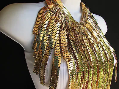 Silver Metal Links Wide Chains Multi Strand Dressy Casual 20" Necklace
