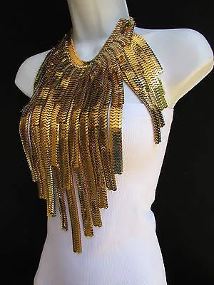 Silver Metal Links Wide Chains Multi Strand Dressy Casual 20" Necklace