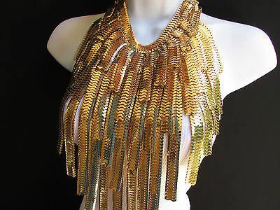 Silver Metal Links Wide Chains Multi Strand Dressy Casual 20" Necklace