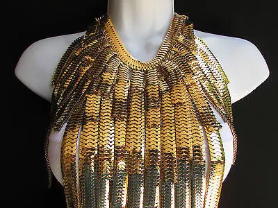Silver Metal Links Wide Chains Multi Strand Dressy Casual 20" Necklace