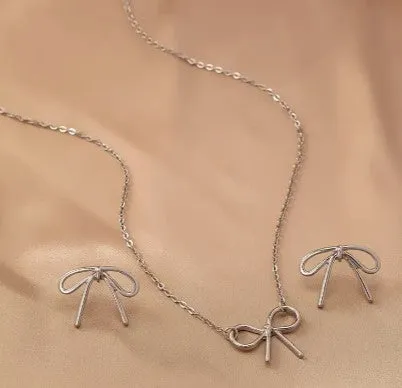 Simple Bow Necklace & Earring Set