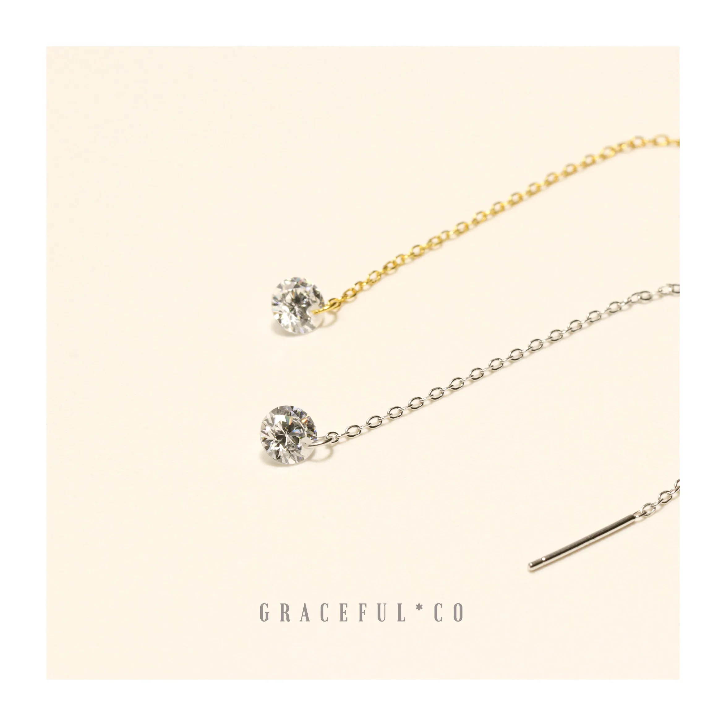 Simple Diamond Threader Earrings