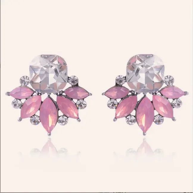 Simple Four Color Flower Stud Women Earrings