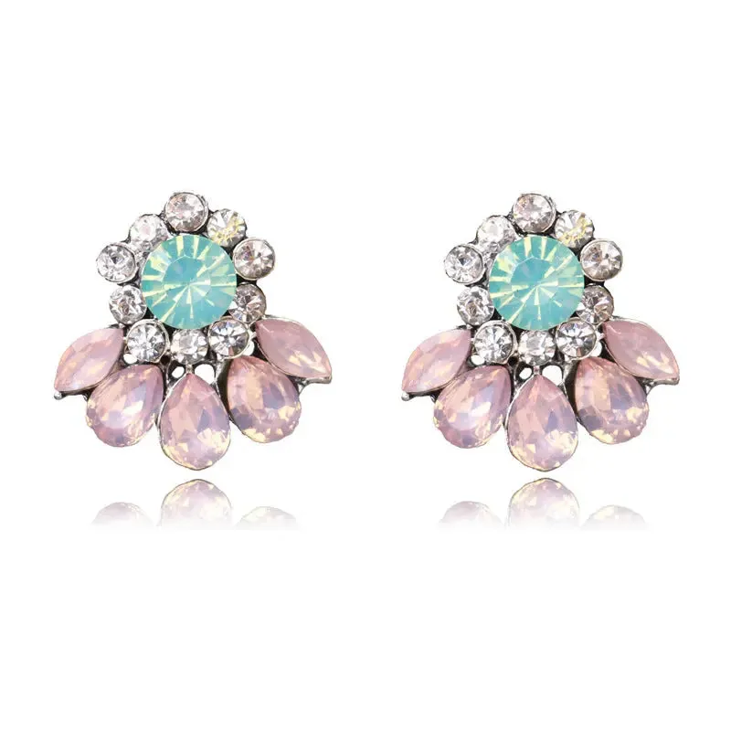 Simple Four Color Flower Stud Women Earrings