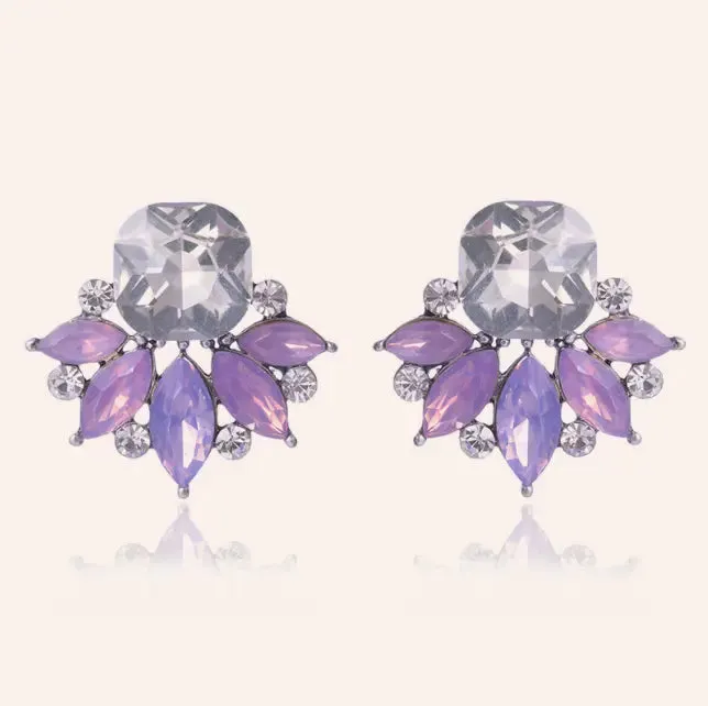 Simple Four Color Flower Stud Women Earrings