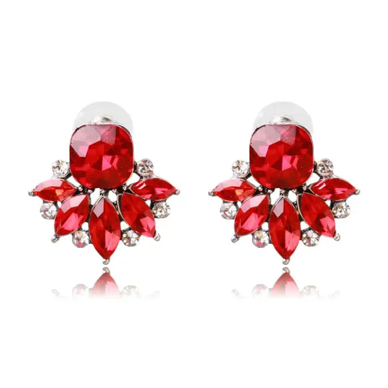 Simple Four Color Flower Stud Women Earrings