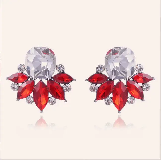 Simple Four Color Flower Stud Women Earrings