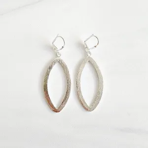 Simple Marquise Statement Earrings in Brushed Silver