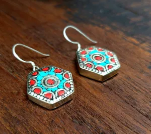 Simple Tibetan Tile Earrings