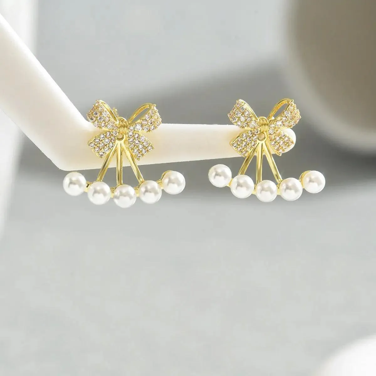 Simple Zircon Bow Earrings