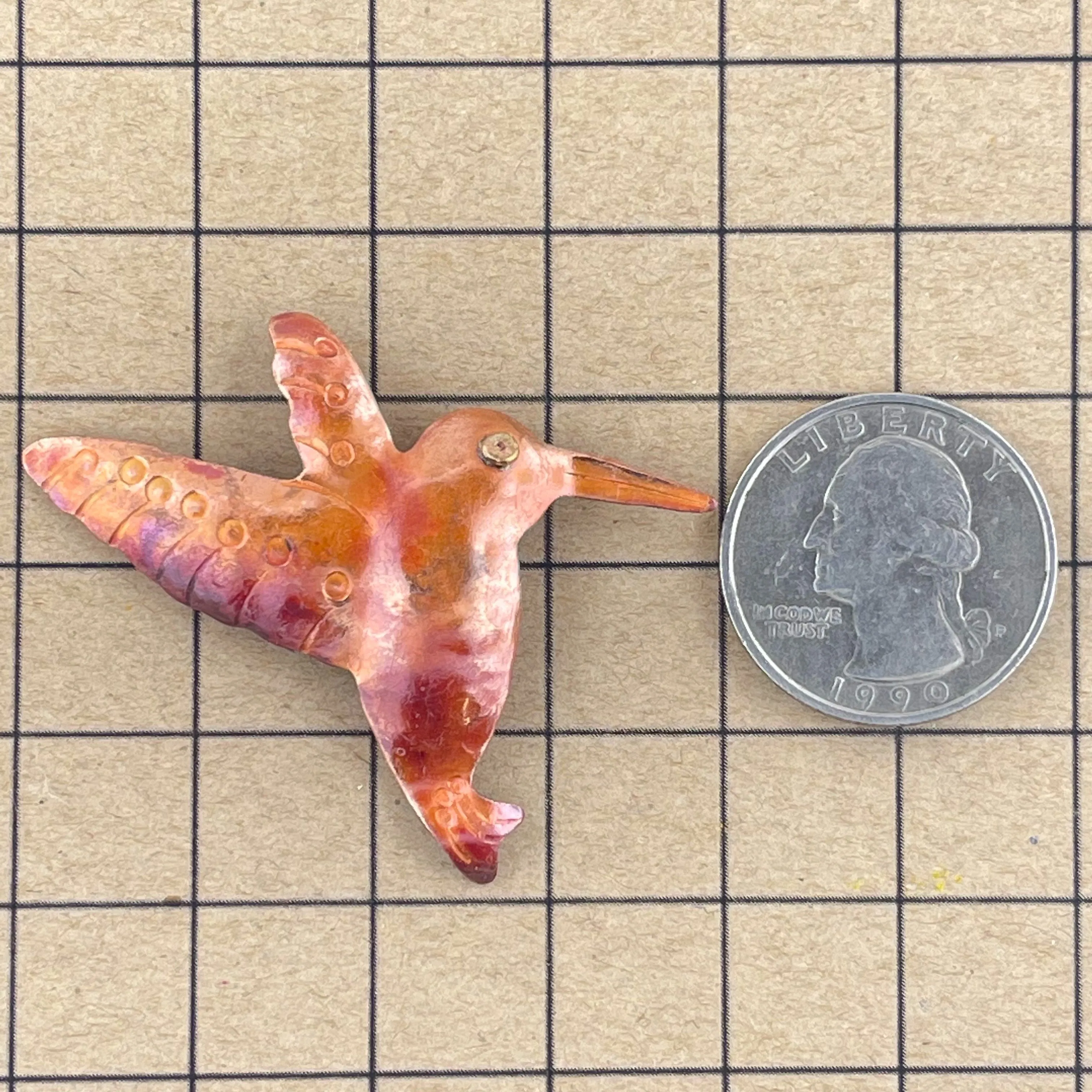 Small Copper Hummingbird Pendant
