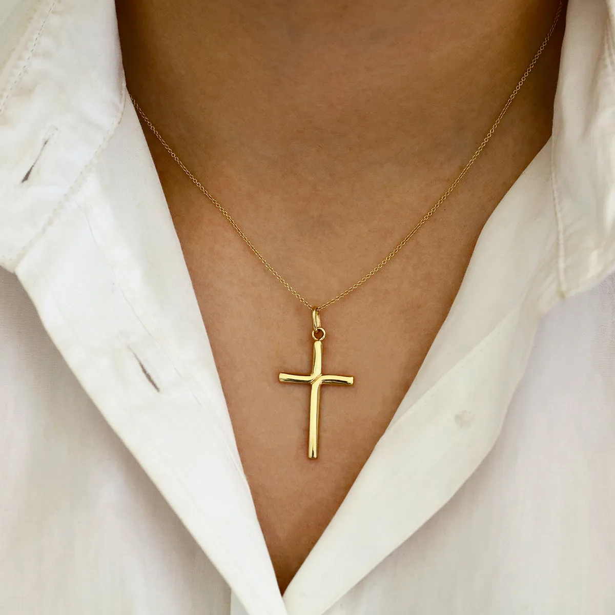 Soleil Collection Twisted Cross Pendant | 9K Solid Yellow Gold