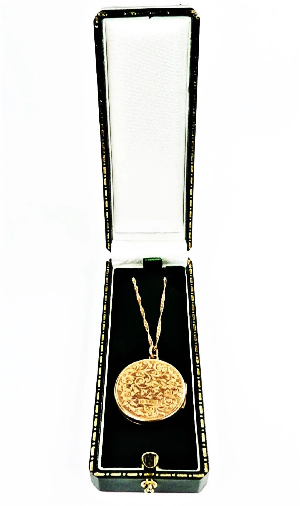 Solid Gold Antique Edwardian Locket 1908 Initials K R / H R With Elegant Necklace