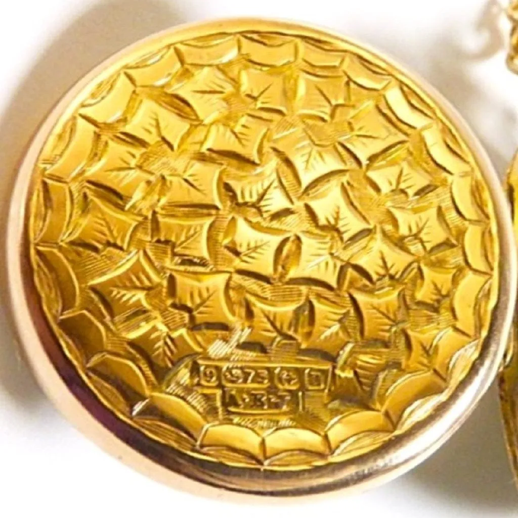 Solid Gold Art Nouveau Locket 1912 On 18 Inch 9ct Gold Necklace