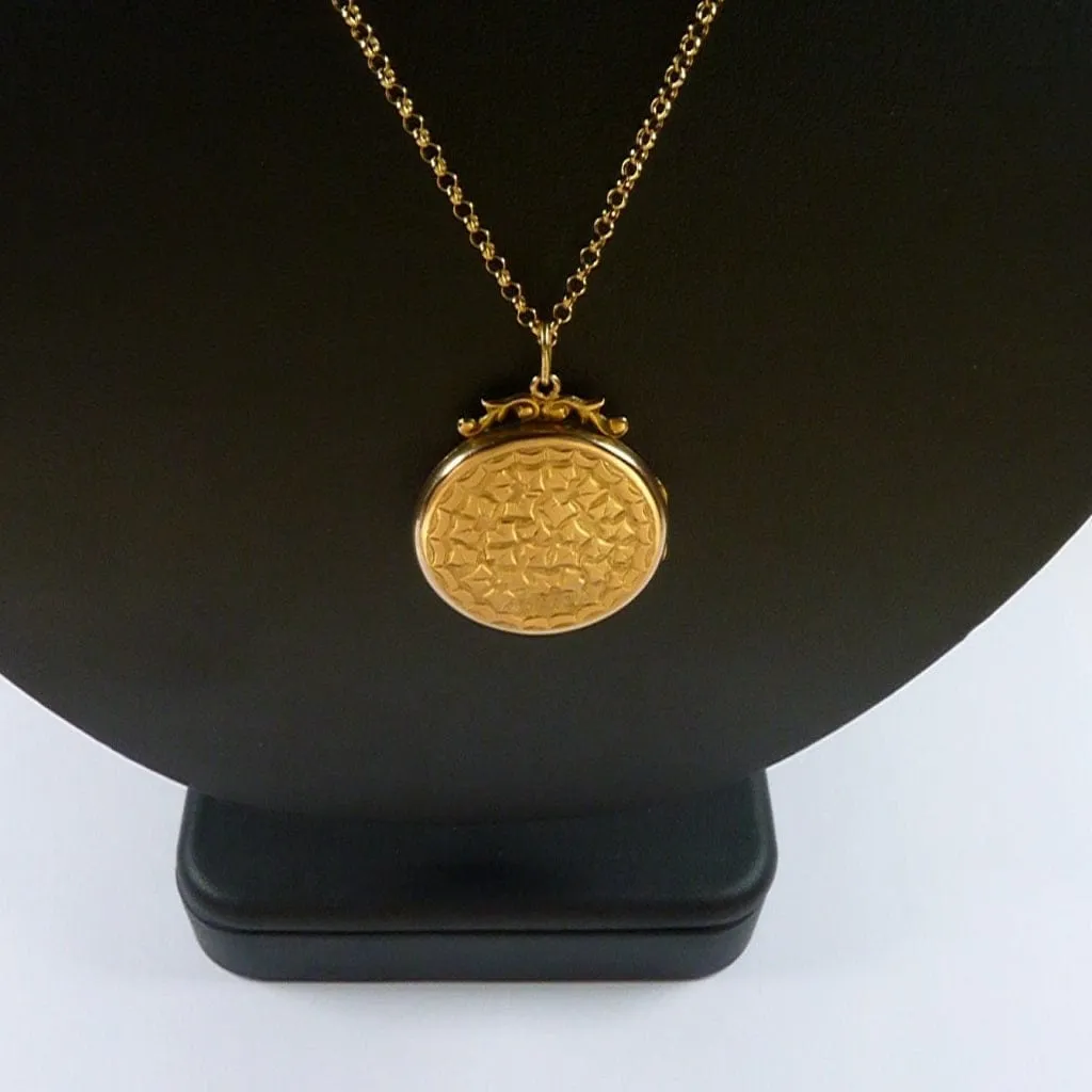 Solid Gold Art Nouveau Locket 1912 On 18 Inch 9ct Gold Necklace