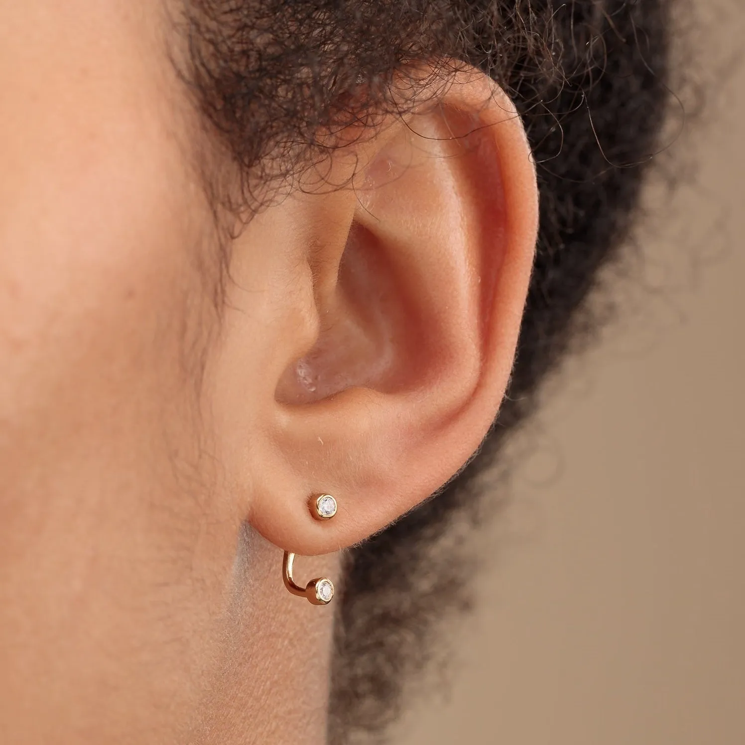 Sparkle Dot Ear Jacket Stud Earrings