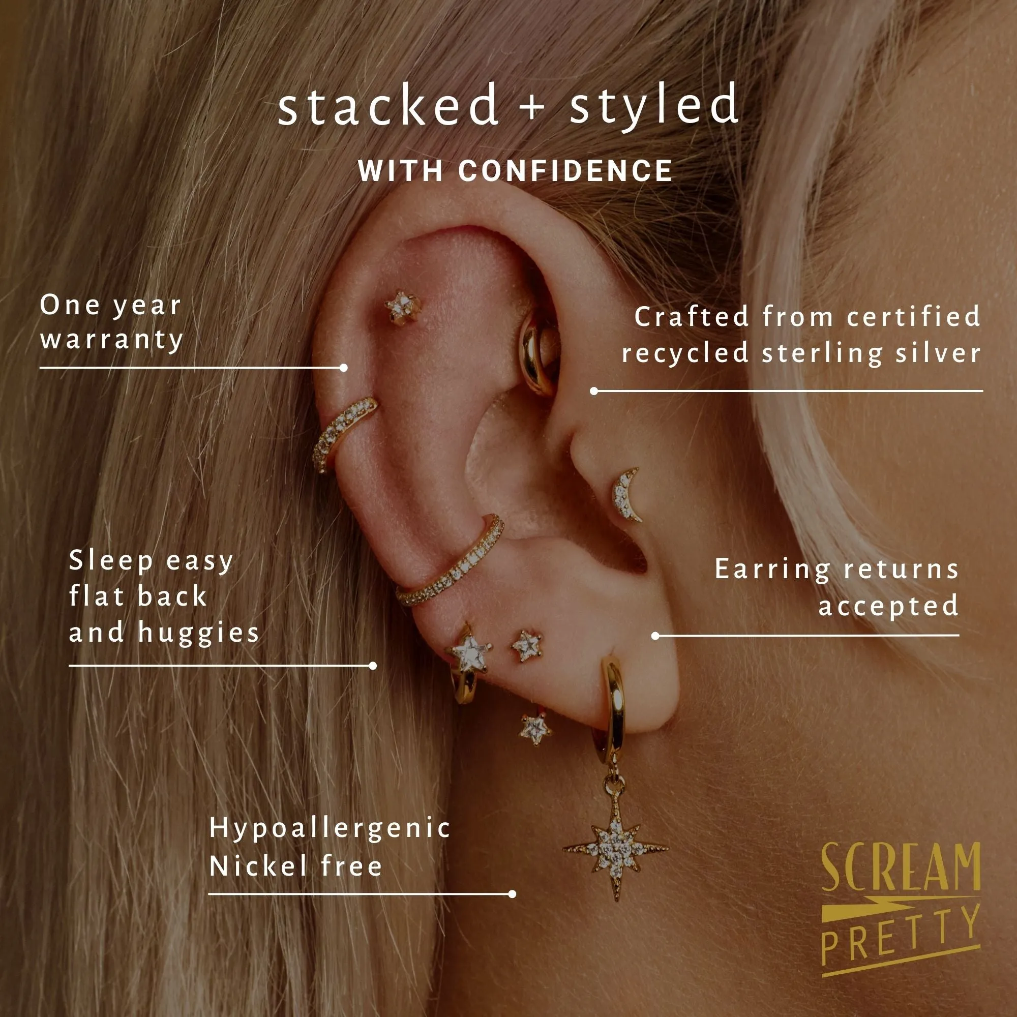 Sparkle Dot Ear Jacket Stud Earrings