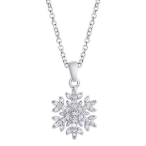 Sterling Silver 1/4 Ct Diamond Snowflake Pendant