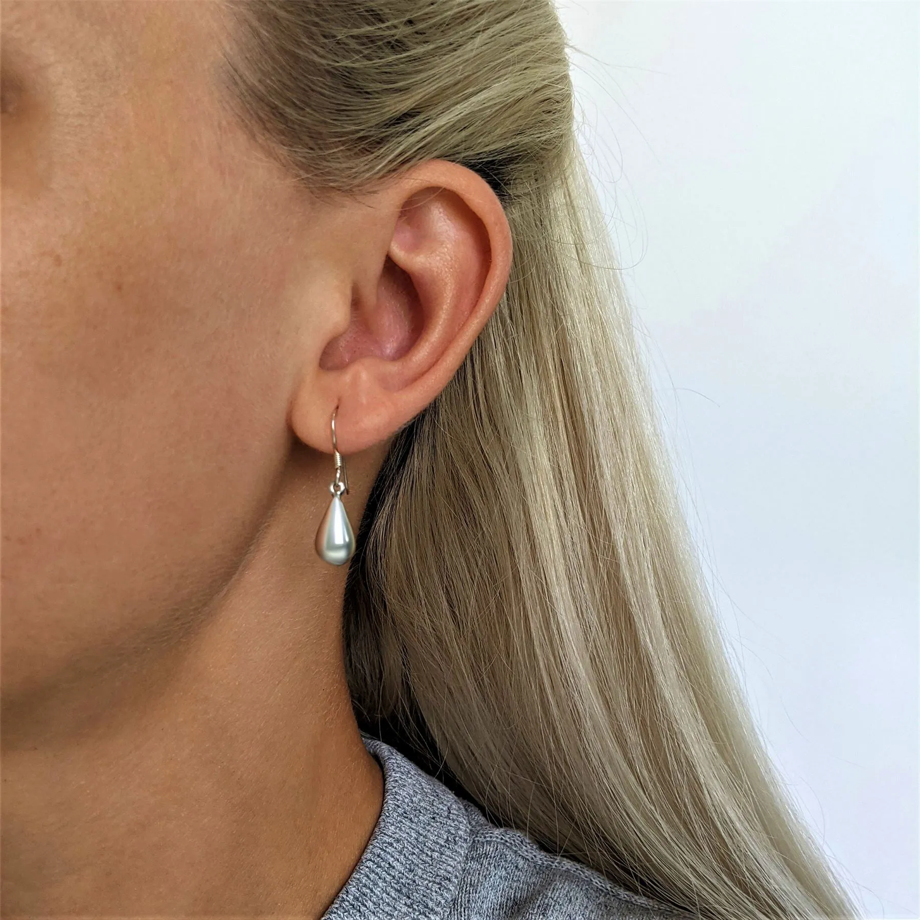 Sterling Silver Simple Teardrop Drop Earrings - Minimalist Design