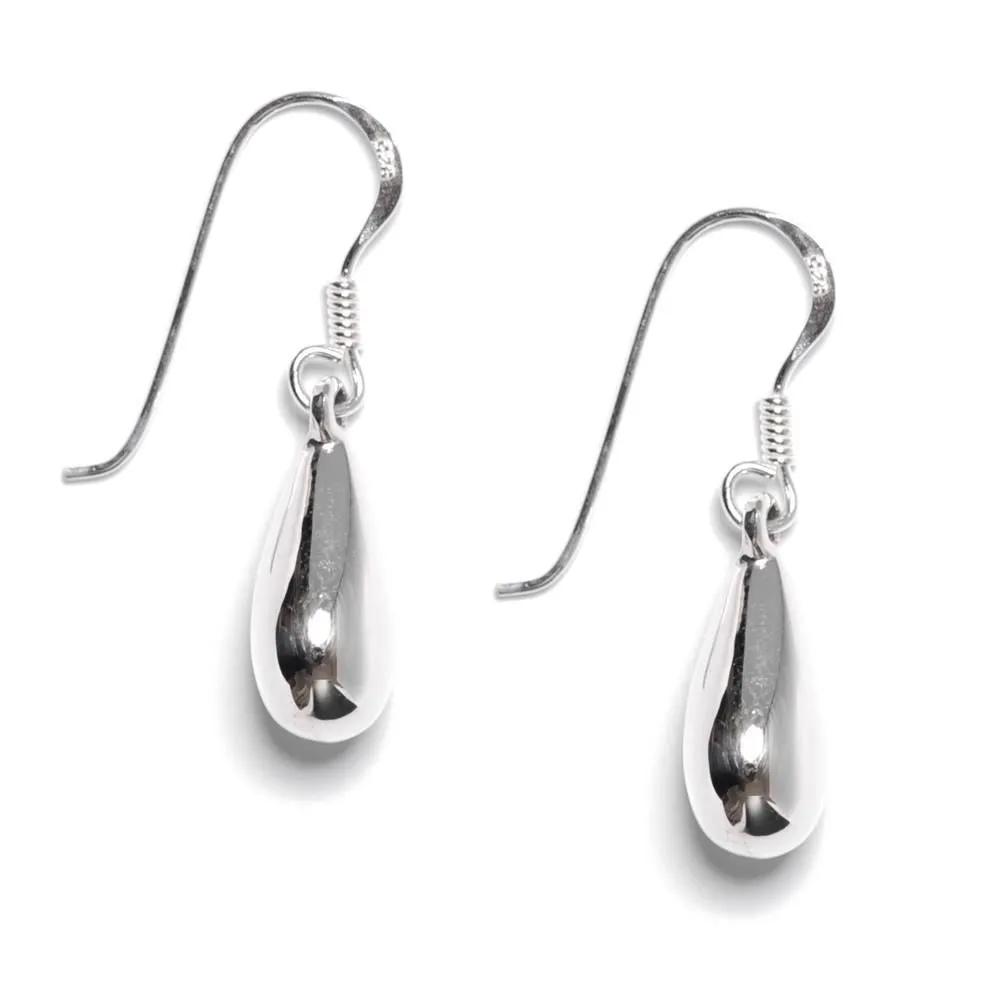 Sterling Silver Simple Teardrop Drop Earrings - Minimalist Design