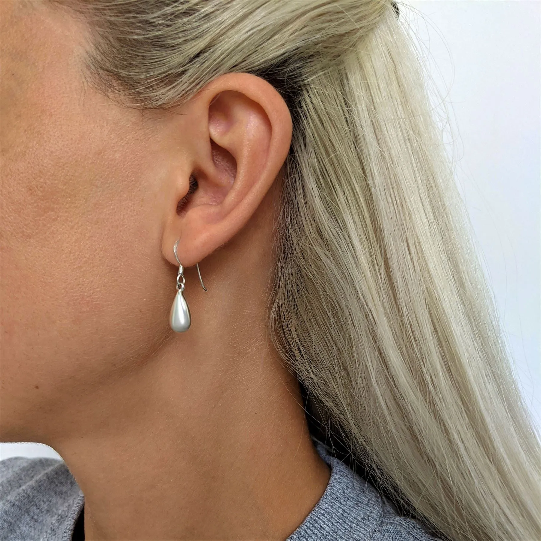 Sterling Silver Simple Teardrop Drop Earrings - Minimalist Design