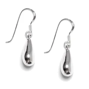 Sterling Silver Simple Teardrop Drop Earrings - Minimalist Design