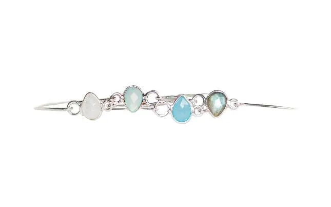 Sterling Silver Single Stone Bracelet in Aqua Chalcedony