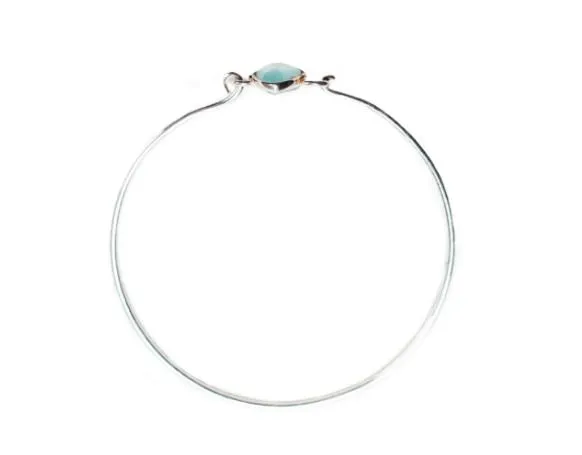 Sterling Silver Single Stone Bracelet in Aqua Chalcedony