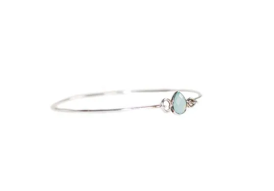Sterling Silver Single Stone Bracelet in Aqua Chalcedony
