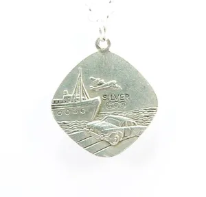 Sterling Silver St Christopher Necklace Double Sided Handmade 1970s Pendant