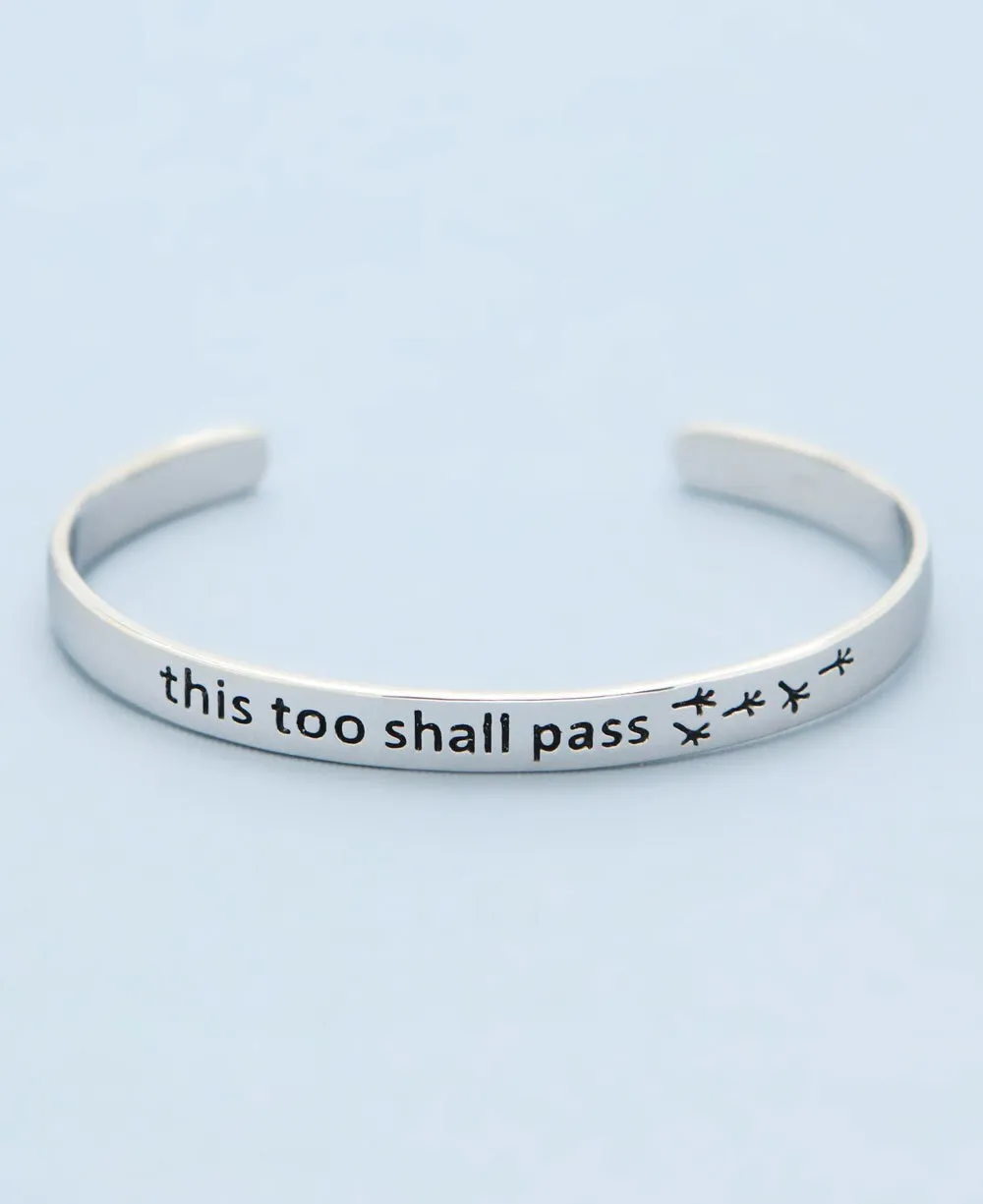 Sterling Silver This Too Shall Pass Mantra Bracelet