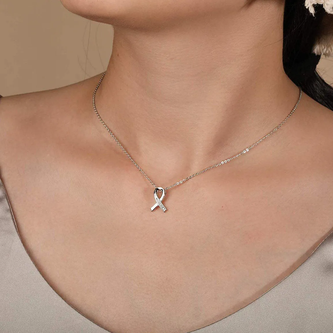 Swarovski Crystals Ribbon Necklace