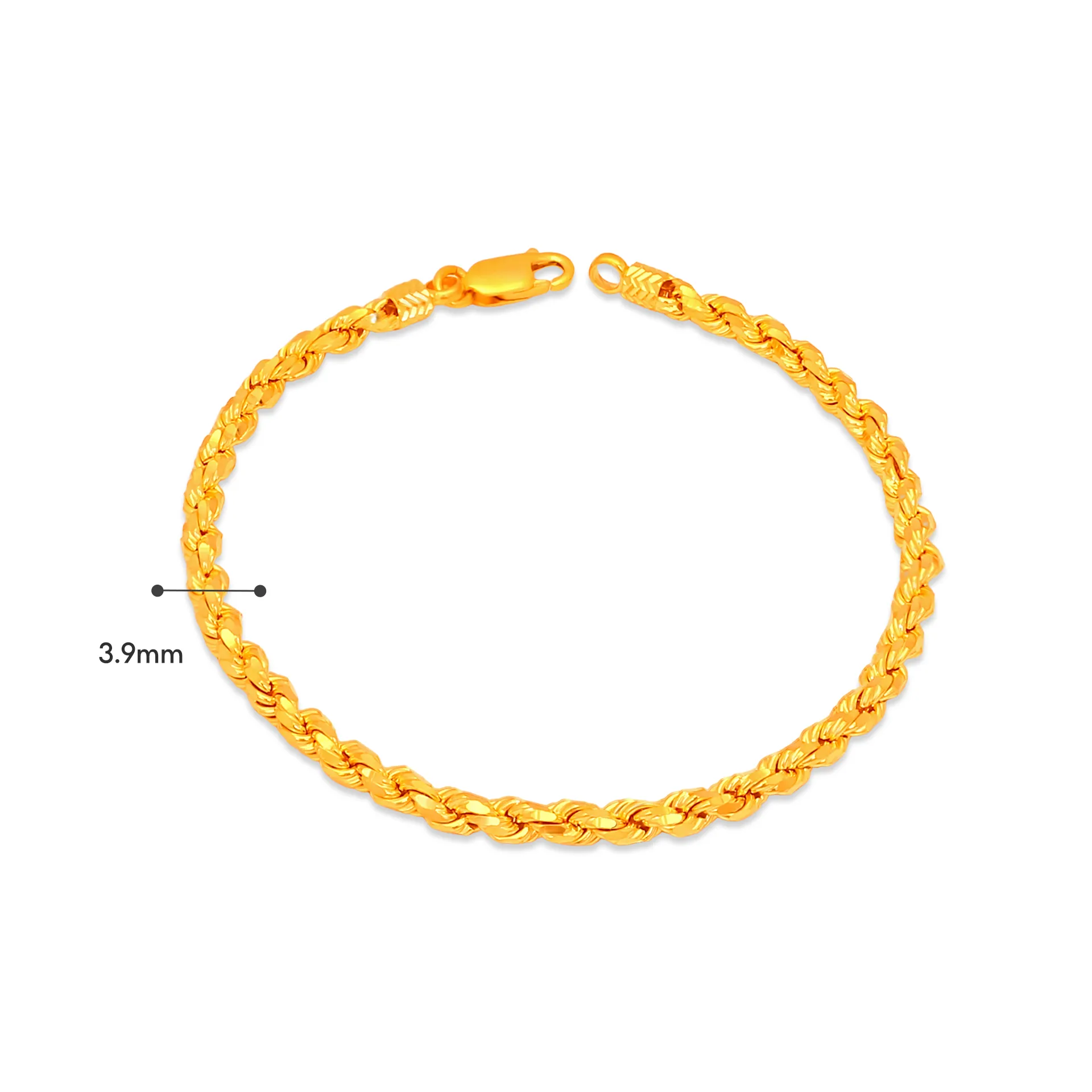 TAKA Jewellery 916 Gold Solid Rope Bracelet