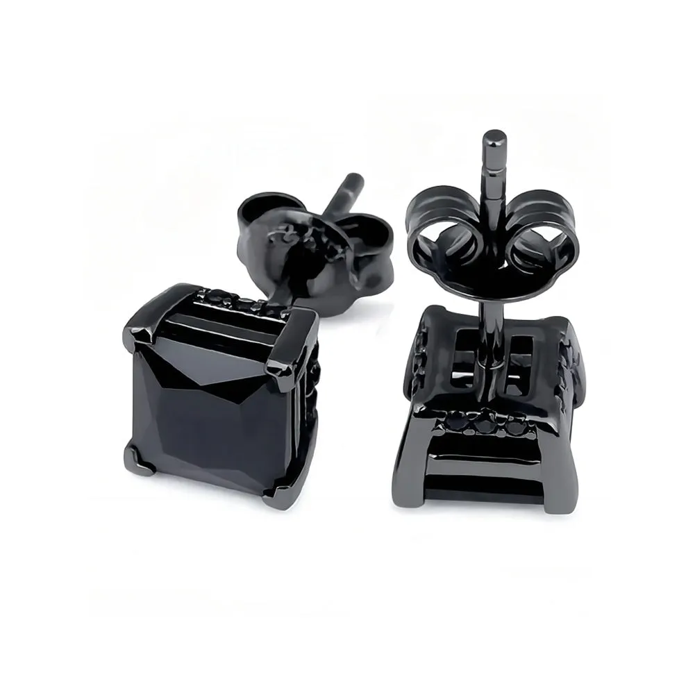 The Black Magic® - 925 Sterling Silver Diamond Black Earring Studs