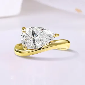The Elara - 2.0 Ct. Pear Cut 925 Silver Women Ring with 18k Gold Plated