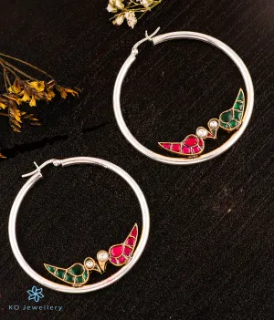 The Trishala Silver Parrot Hoop Earrings