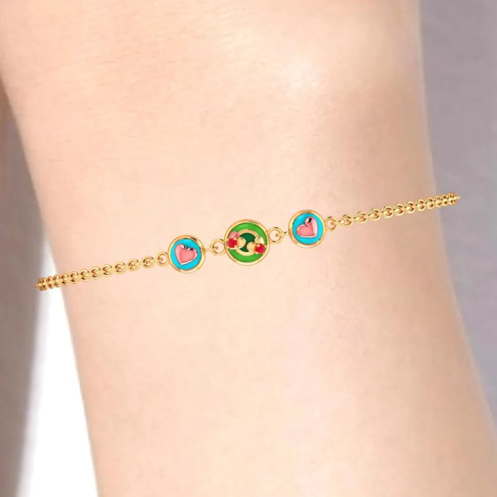 Three Distinct Heart-shaped Patterns On A 22-karat Gold Bracelet